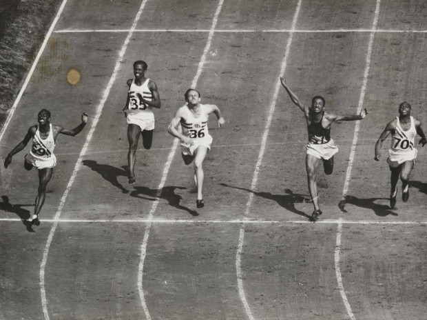 London, 1948 Olympics, 100 metres final. Photo via National Media Museum.