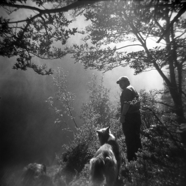 Enrique Sanchez goes to check on the waterfall that lies on his land in Los Ñadis. He uses big hoses to bring water from the waterfall to his house. But the water doesn't belong to him: in Chile, most  water rights are in the hands of private companies. Photo courtesy Brigitte Grignet.