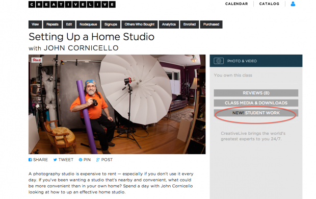 Step 1: Go to course page and click on 'new student work'