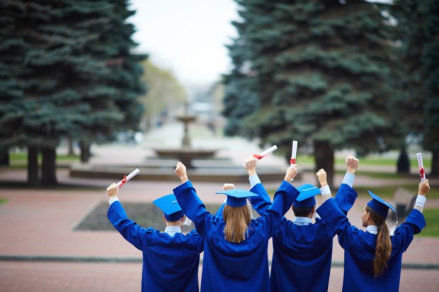 Backs of graduates