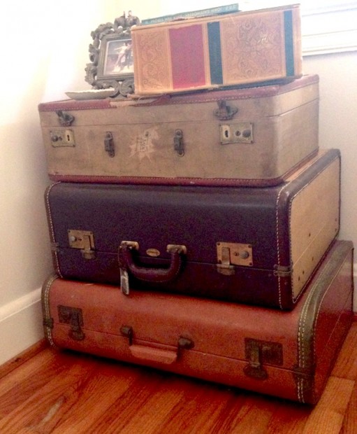 suitcase end table DIY