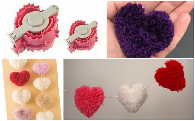 heart shape pom pom