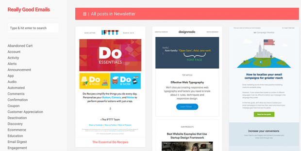 Really Good Emails MailChimp Email Newsletter Inspiration