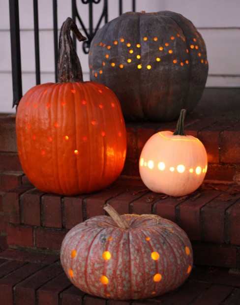 Jack-O-Lanterns carved by a power drill! Get more inspiring ideas on the CreativeLive blog: https://blog.creativelive.com/pumpkins-and-power-drills-10-inspiring-ideas-for-your-jack-o-lanterns/