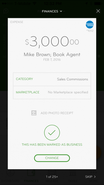 Commisions Expense Screenshot