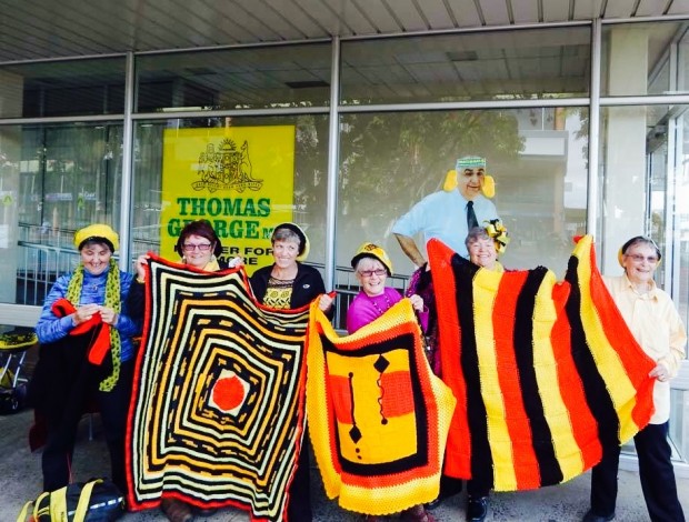 The Knitting Nannas knit, educate, and protest the environmental destruction. The group crafts a better future for their grandchildren.