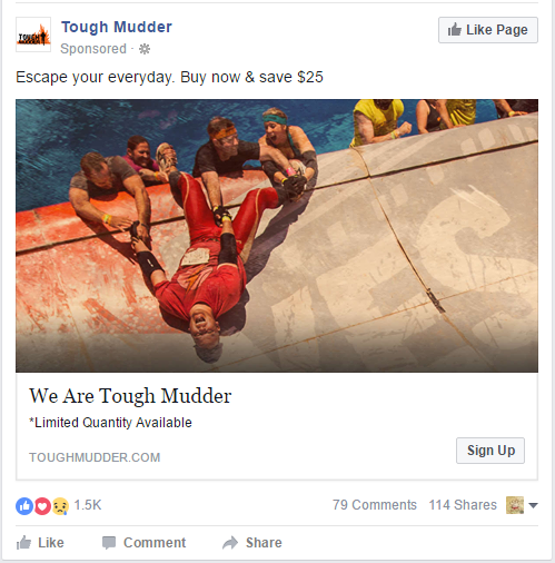 How to Increase Facebook Marketing Conversion Rates with Thematically Matched Images Tough Mudder Facebook Ad