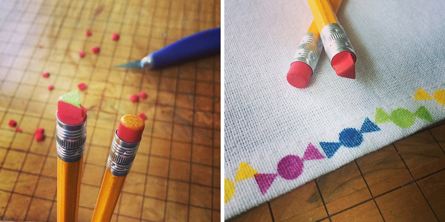 Learn the basics of stamping on fabric with this great DIY project from Robert Mahar. Make adorable cloth napkins using a pencil as a rubber stamp.