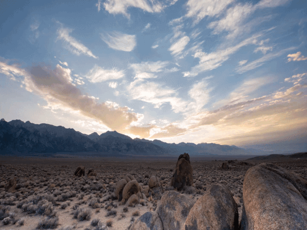 Alabama Hills Sunset during the Night Photography Week Pre-scout