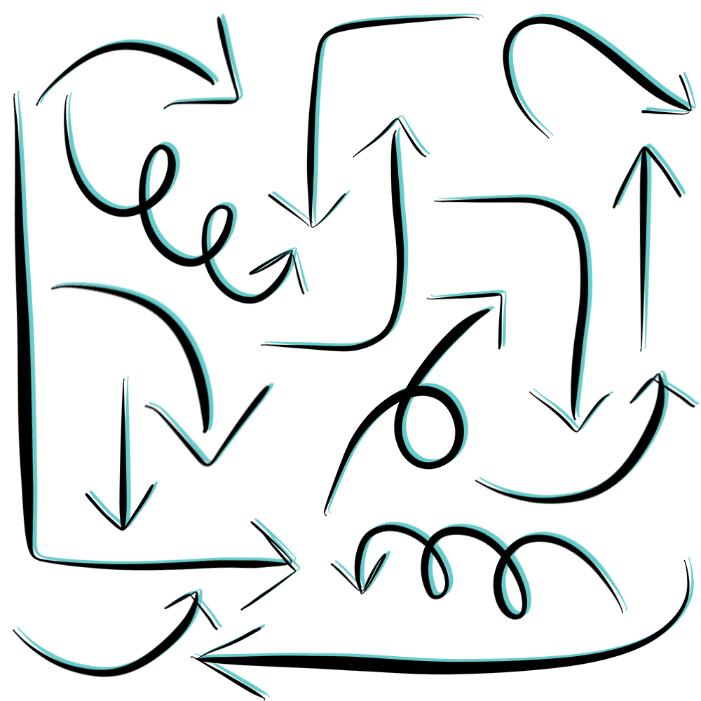 Straight arrows are easy to come across, but create a 90's clip art look. Use this arrow download as an overlay to add style (and direction) to your photos.