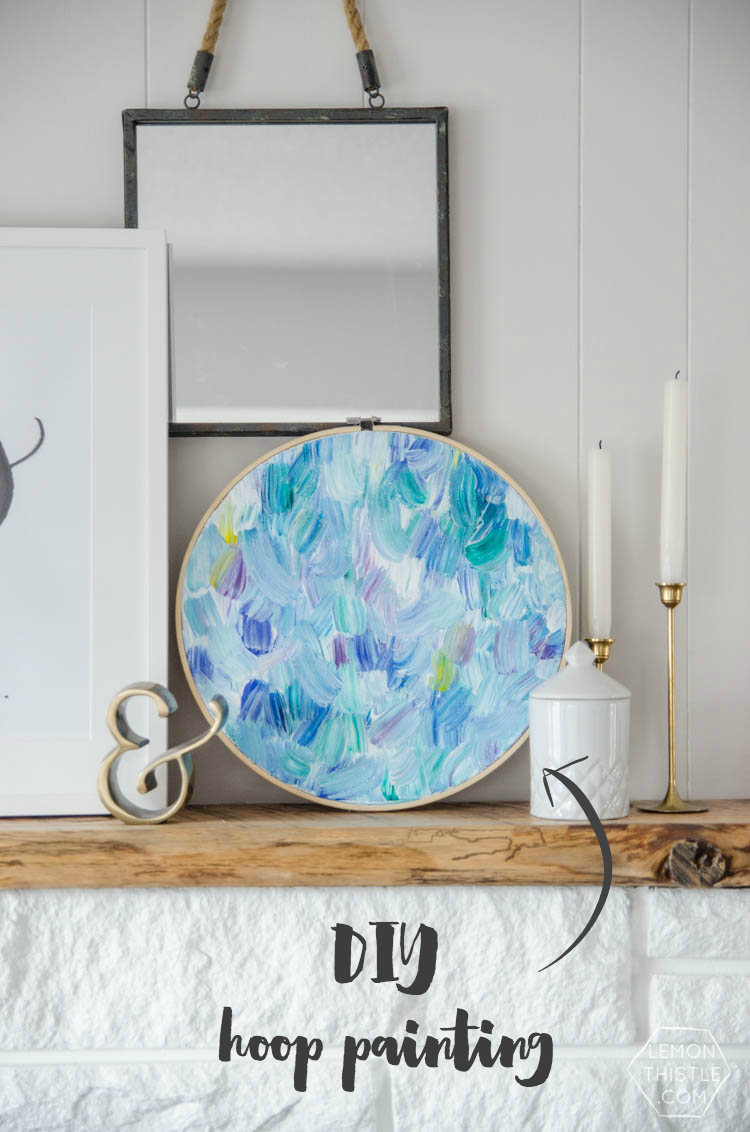 Arrow overlay on embroidery hoop art photo.