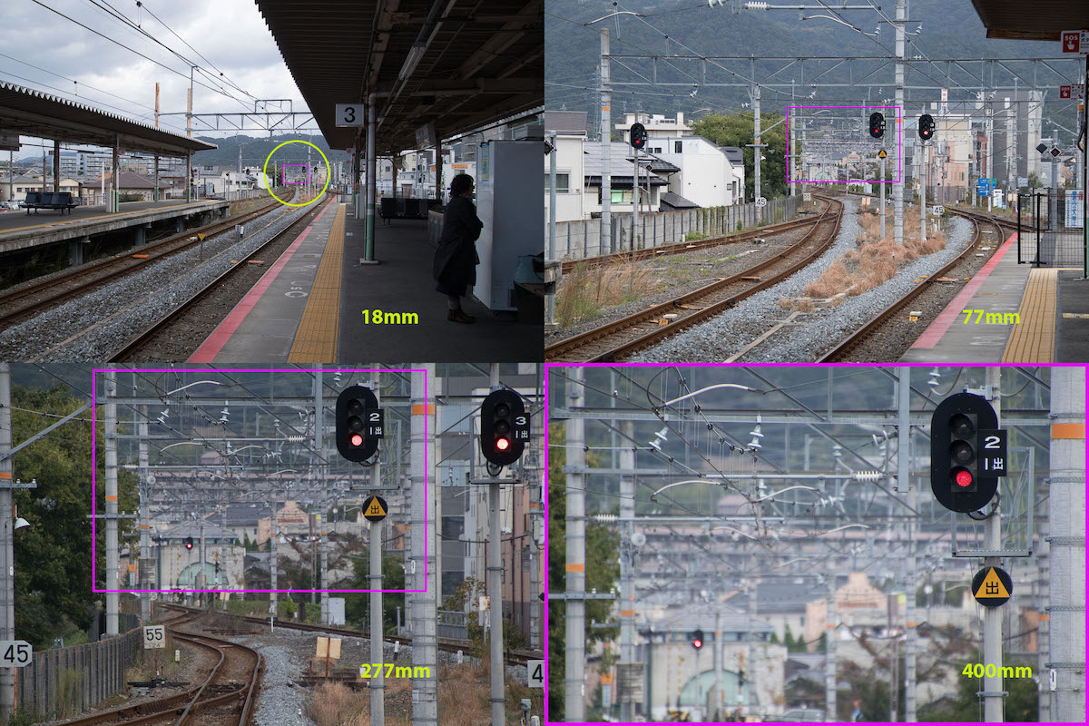 One scene, one camera position, four focal lengths. The area common to each image has the exact same perspective by John Cornicello.