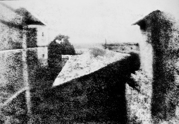 Enhanced version of Joseph Nicéphore Niépce's View from the Window at Le Gras