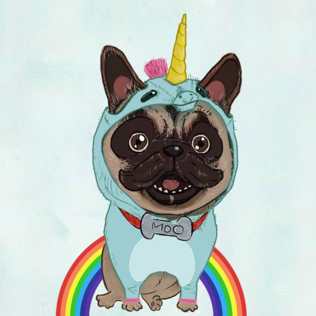 Rainbow dog illustration