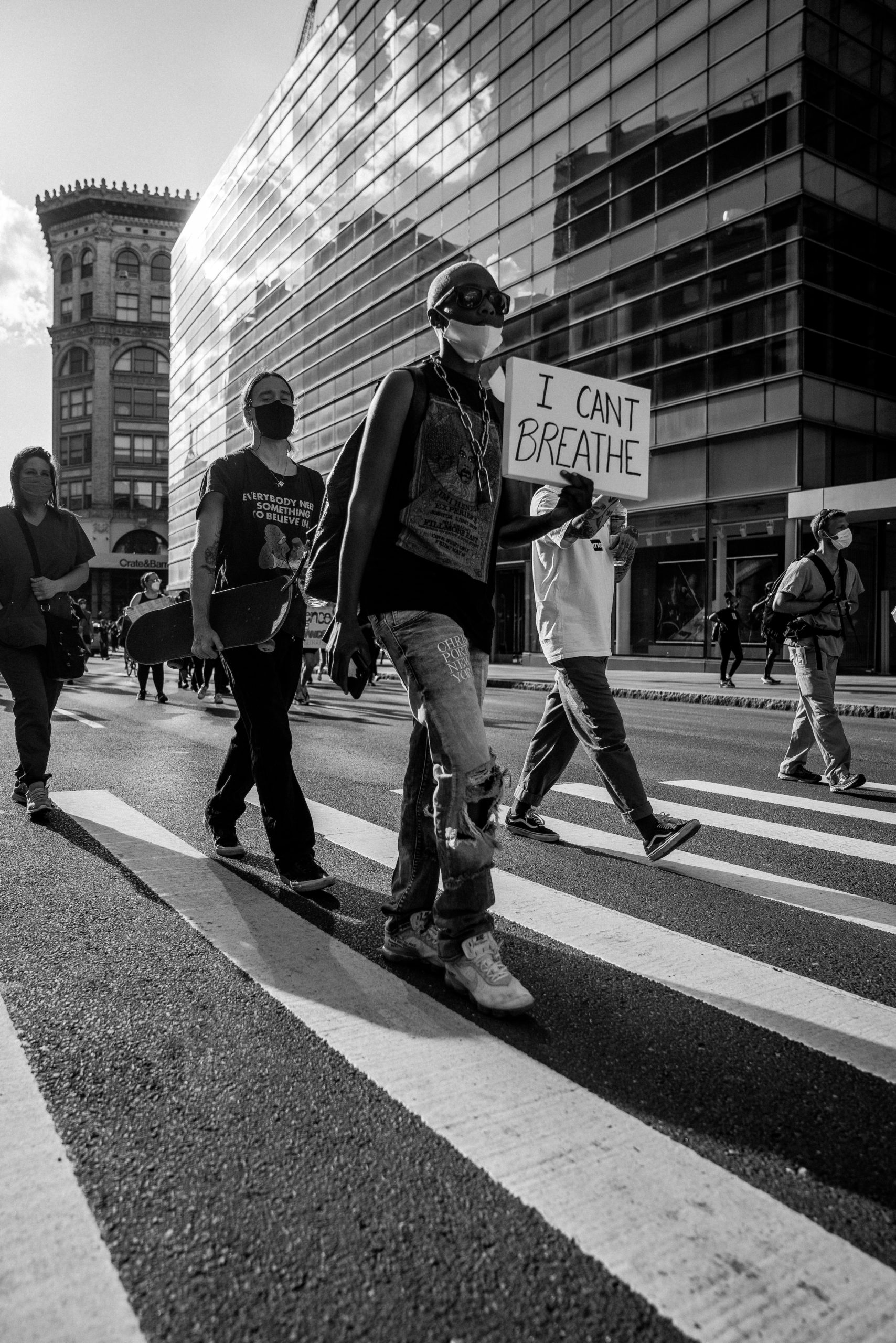 Photograph of Black Lives Matter protesters in New York City, by photographer Steve Sweatpants 