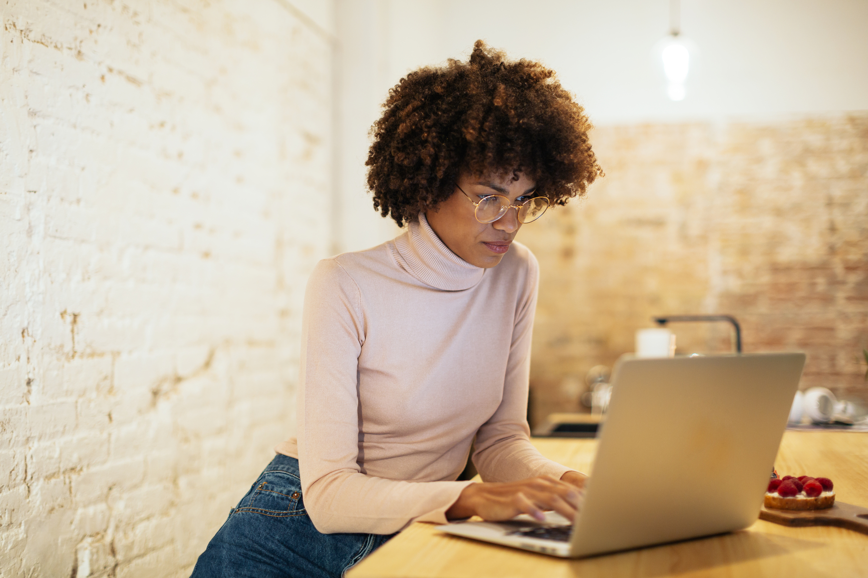 woman working at a laptop