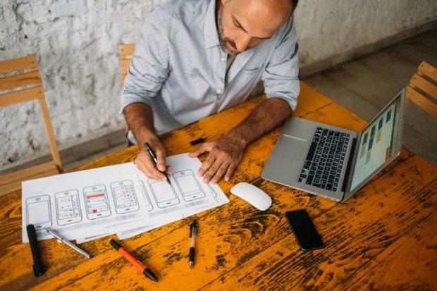 ux designer working on wireframes